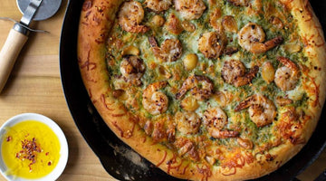 Pizza Με Pesto & Γαρίδες