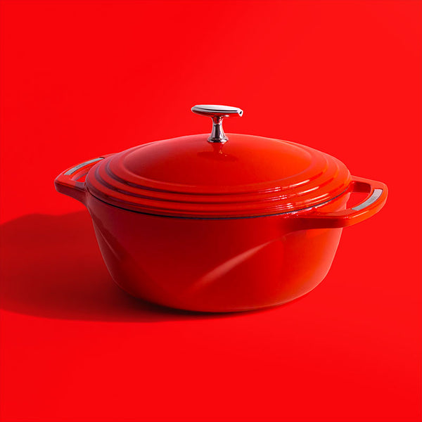 USA Enamel™ 5.6Lt Μαντεμένια Κατσαρόλα-Γάστρα Με Εμαγιέ Πορσελάνινη Επίστρωση, Cherry On Top